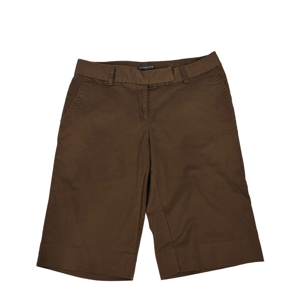 Axcess By Liz Claiborne Womens Brown Stretch Bermuda Shorts Size 10